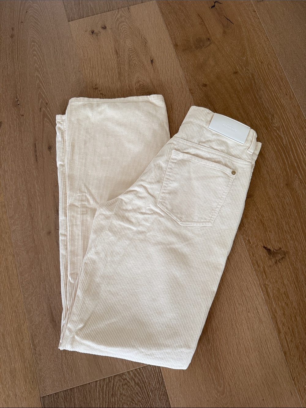 7 For All Mankind Slim Straight Corduroy Jeans in Cream